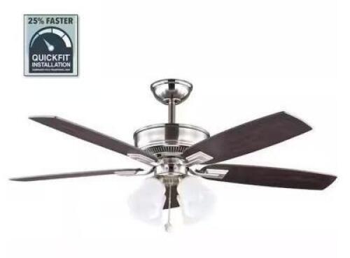 DEVRON 52 IN. LED INDOOR BRUSHED NICKEL CEILING FAN WITH LIGHT KIT