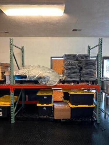 (5) - SECTIONS OF 8 FT. TEAR DROP PALLET RACKING WITH GRATES