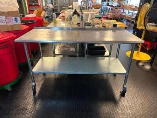 6 FT. STAINLESS STEEL PREP TABLE WITH UNDERSHELF AND HIGH QUALITY CASTERS