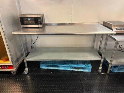 6 FT. STAINLESS STEEL PREP TABLE WITH UNDERSHELF AND HIGH QUALITY CASTERS