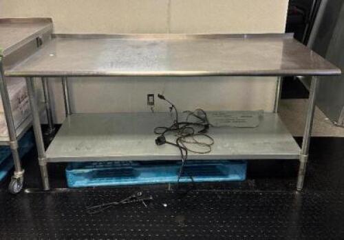6 FT. STAINLESS STEEL PREP TABLE WITH UNDERSHELF AND HIGH QUALITY CASTERS