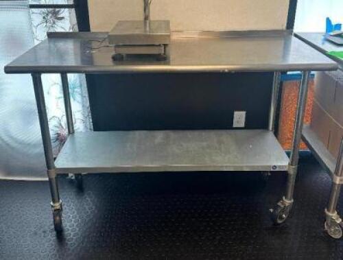 5 FT. STAINLESS STEEL PREP TABLE WITH UNDERSHELF AND HIGH QUALITY CASTERS