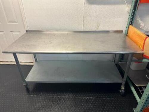 6 FT. STAINLESS STEEL PREP TABLE WITH UNDERSHELF AND HIGH QUALITY CASTERS
