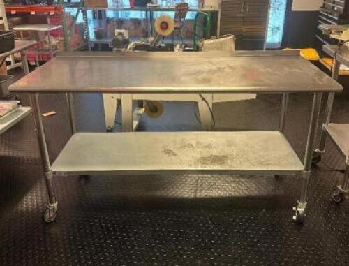 6 FT. STAINLESS STEEL PREP TABLE WITH UNDERSHELF AND HIGH QUALITY CASTERS