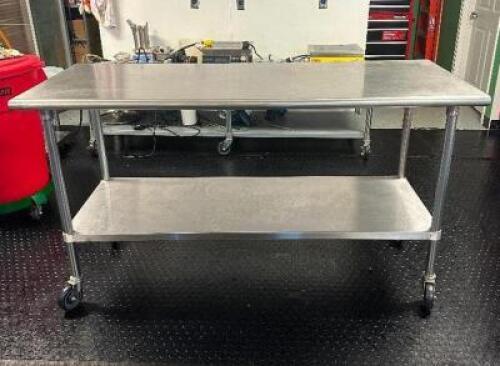 6 FT. STAINLESS STEEL PREP TABLE WITH UNDERSHELF AND HIGH QUALITY CASTERS