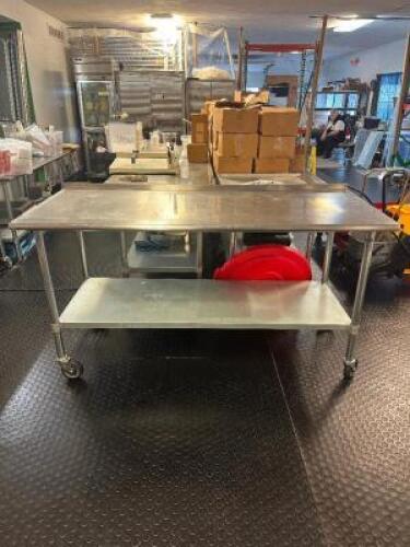 6 FT. STAINLESS STEEL PREP TABLE WITH UNDERSHELF AND HIGH QUALITY CASTERS