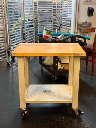 3 FT. ROLLING BUTCHER BLOCK TABLE