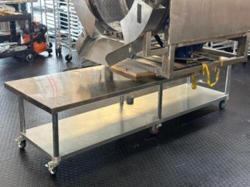 8 FT. STAINLESS STEEL PREP TABLE WITH UNDERSHELF AND HIGH QUALITY CASTERS