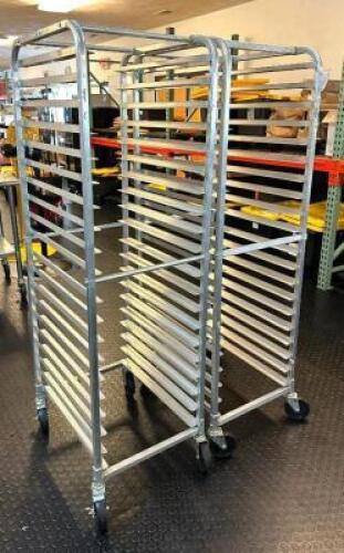 DESCRIPTION: (2) FULL SIZE PAN RACKS ON WHEELS QTY: 2