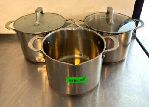 DESCRIPTION: (3) SAUCE POTS WITH (2) LIDS BRAND/MODEL: TFAL QTY: 3