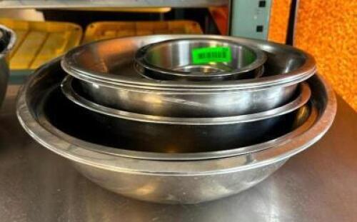 DESCRIPTION: (9) STAINLESS MIXING BOWLS QTY: 9