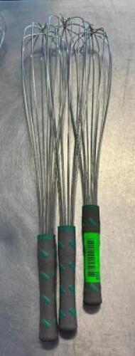 DESCRIPTION: (3) LARGE WHISKS SIZE: SEE PHOTOS QTY: 3
