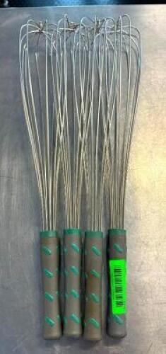 DESCRIPTION: (4) LARGE WHISKS SIZE: SEE PHOTOS QTY: 4