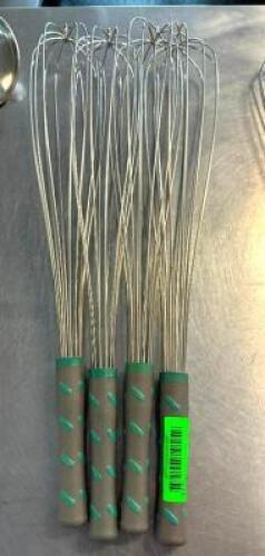 DESCRIPTION: (4) LARGE WHISKS SIZE: SEE PHOTOS QTY: 4