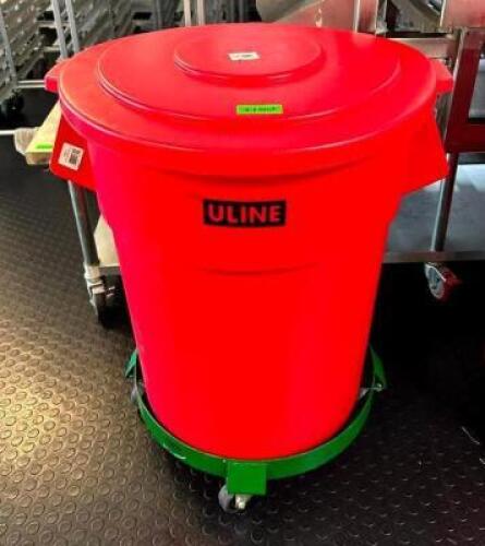 DESCRIPTION: 55 GALLON TRASH BIN WITH LID AND DOLLY QTY: 1