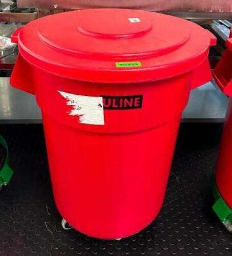 DESCRIPTION: 55 GALLON TRASH BIN WITH LID AND DOLLY QTY: 1