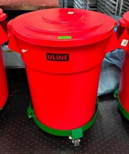 DESCRIPTION: 55 GALLON TRASH BIN WITH LID AND DOLLY QTY: 1