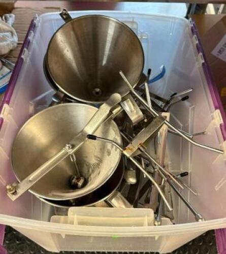 DESCRIPTION: BIN OF CONFECTIONERY FUNNELS QTY: 1