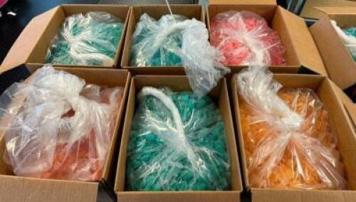 DESCRIPTION: (6) BOXES OF GUMMY CBD EDIBLES INFORMATION: SEE PHOTOS FOR TYPES SIZE: 1000-3000 PIECES PER BOX QTY: 6