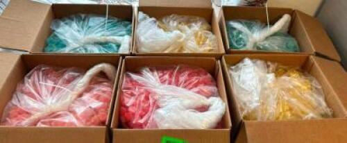 DESCRIPTION: (6) BOXES OF GUMMY CBD EDIBLES INFORMATION: SEE PHOTOS FOR TYPES SIZE: 1000-3000 PIECES PER BOX QTY: 6