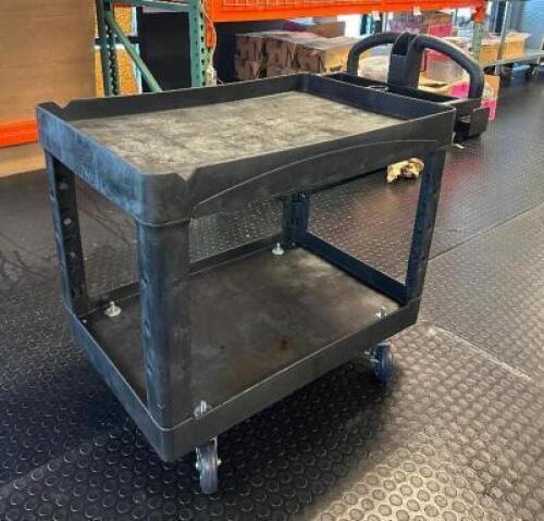 DESCRIPTION: 2-TIER UTILITY CART BRAND/MODEL: RUBBERMAID INFORMATION: NO CONTENTS QTY: 1