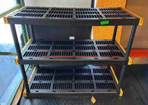DESCRIPTION: 3-TIER PLASTIC SHELVING UNIT SIZE: 48"X20"X38" QTY: 1
