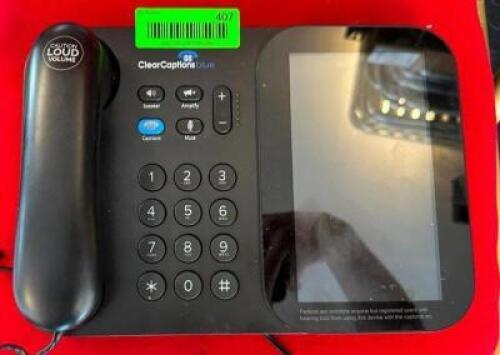 DESCRIPTION: CLEAR CAPTIONS BLUE TOUCHSCREEN TELEPHONE QTY: 1