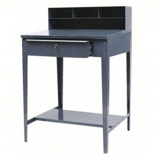DESCRIPTION: (1) SHOP DESK BRAND/MODEL: DURHAM #1W907 INFORMATION: GRAY, STEEL SIZE: 34-1/2" X 53" X 30" RETAIL$: $450.24 EA QTY: 1