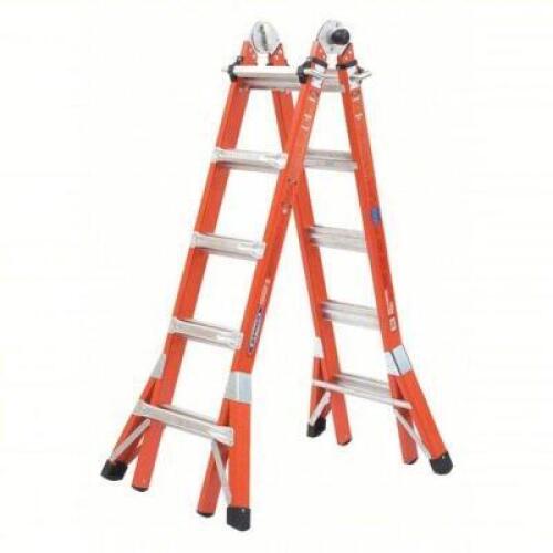 DESCRIPTION: (1) MULTIPURPOSE LADDERBRAND/MODEL: WERNER #494M35INFORMATION: ORANGE, 300LB LOAD CAPACITYSIZE: 21'RETAIL$: $800.90 EAQTY: 1