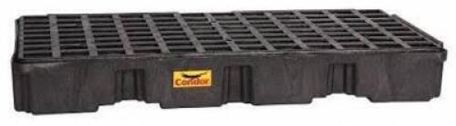 DESCRIPTION: (1) SPILL CONTAINMENT BASE, NO TOP GRATE INCLUDED BRAND/MODEL: CONDOR INFORMATION: BLACK SIZE: 27" W X 53" L X 6" H, (2) 55 DRUM BARRELS