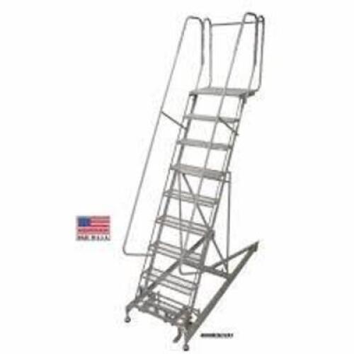 DESCRIPTION: (1) STEP AND ROLL LADDER WITH SAFETY PLATFORM BRAND/MODEL: COTTERMAN INFORMATION: GRAY, STEEL SIZE: 350 LBS MAX LOAD, 7 STEPS RETAIL$: $1