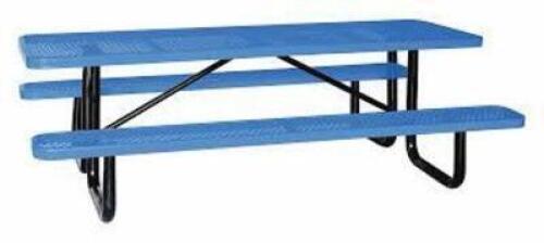 DESCRIPTION: (1) OUTDOOR PICNIC TABLEBRAND/MODEL: PRODUCT NUMBER #4HUR7INFORMATION: BLUE, MISSING ONE LEG SUPPORT, MUST COME INSPECT,&nbsp;EXPANDED METAL, THERMOPLASTIC COATEDSIZE:&nbsp; 29 5/8 IN OVERALL HT, 62" x 96"RETAIL$: $1115.87 EAQTY: 1