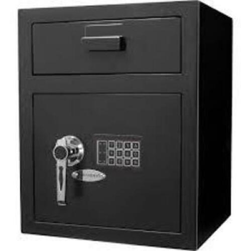 DESCRIPTION: (1) DEPOSITORY SAFE WITH KEYPAD BRAND/MODEL: BARSKA #AX11930 INFORMATION: BLACK SIZE: LARGE RETAIL$: $479.95 EA QTY: 1