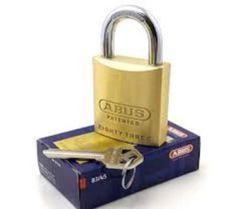 DESCRIPTION: (6) PADLOCK WITH KEY BRAND/MODEL: ABUS #83/45 INFORMATION: BRASS RETAIL$: $24.25 EA QTY: 6