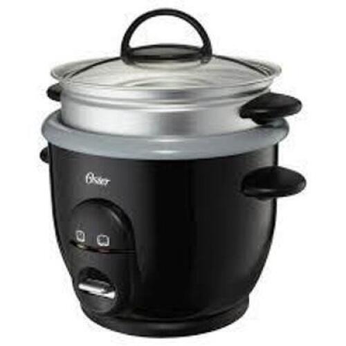 DESCRIPTION: (1) RICE AND GRAIN COOKER BRAND/MODEL: OSTER INFORMATION: BLACK SIZE: 6 QT RETAIL$: $24.99 EA QTY: 1