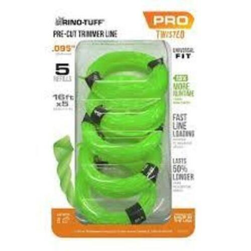 DESCRIPTION: (5) REFILL ROLLS OF TRIMMING LINE BRAND/MODEL: RINO-TUFF INFORMATION: LIME GREEN SIZE: UNIVERSAL FIT RETAIL$: $14.97 EA QTY: 5