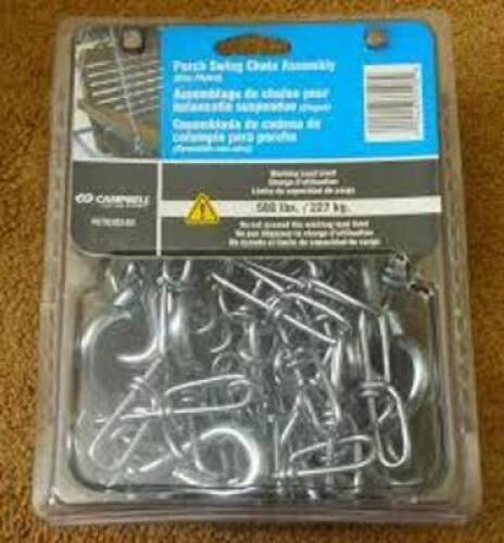 DESCRIPTION: (2) PORCH SWING CHAIN ASSEMBLY BRAND/MODEL: CAMPBELL #0702024N INFORMATION: ZINC PLATED SIZE: 500 LBS CAPACITY RETAIL$: $31.99 EA QTY: 2