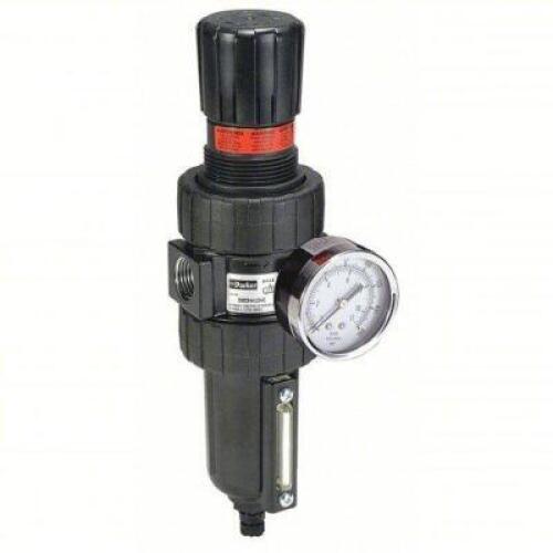 DESCRIPTION: (1) FILTER / REGULATOR BRAND/MODEL: PARKER #21U821 SIZE: 3/4 IN NPT, 90 CFM, 5 MICRON, 250 PSI MAX OP PRESSURE, MANUAL DRAIN, ZINC RETAIL