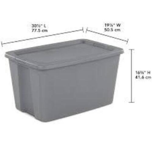 DESCRIPTION: (1) STORAGE TOTE BRAND/MODEL: STERILITE SIZE: 30 GAL RETAIL$: $12.57 EA QTY: 1