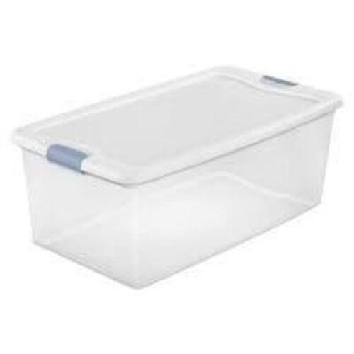 DESCRIPTION: (6) LATCH BOX BRAND/MODEL: STERILITE #2028 INFORMATION: STADIUM BLUE SIZE: 66 QT RETAIL$: $68.00 TOTAL QTY: 6