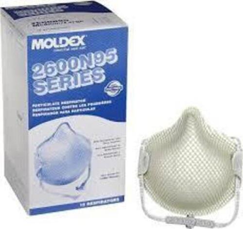 DESCRIPTION: (3) BOXES OF (15) PARTICULATE RESPIRATOR BRAND/MODEL: MOLDEX #2600N95 INFORMATION: WHITE SIZE: MEDIUM/LARGE RETAIL$: $39.19 EA QTY: 3