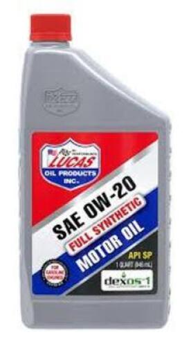 DESCRIPTION: (1) CASE OF (6) FULL SYNTHETIC MOTOR OIL BRAND/MODEL: LUCAS #377TK7 INFORMATION: 0W-20 SIZE: 1 QT RETAIL$: $59.99 EA QTY: 1