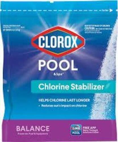 DESCRIPTION: (1) CHLORINE STABILIZER BRAND/MODEL: CLOROX POOL AND SPA RETAIL$: $20.00 EA QTY: 1