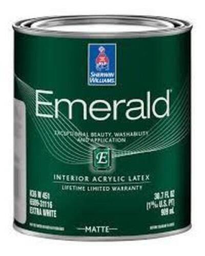 DESCRIPTION: (1) INTERIOR ACRYLIC LATEX BRAND/MODEL: SHERWIN-WILLIAMS INFORMATION: EXTRA WHITE SIZE: 1 ALLON RETAIL$: $82.00 EA QTY: 1