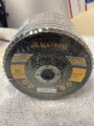 DESCRIPTION: (1) PACK OF (25) FLAP DISCK BRAND/MODEL: BLACKSTONE SIZE: 5X7/8 RETAIL$: $24.99 EA QTY: 1