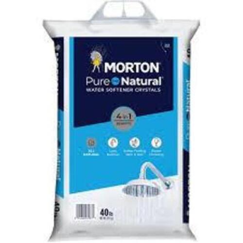 DESCRIPTION: (1) BAGS OF WATER SOFTENER CRYSTALS BRAND/MODEL: MORTON SIZE: 40 LB RETAIL$: $10.00 EA QTY: 1