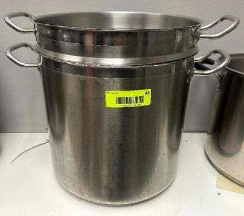 DESCRIPTION 20 QT STAINLESS STOCK POT W/ STEAMER INSERT. LOCATION KITCHEN QTY 1