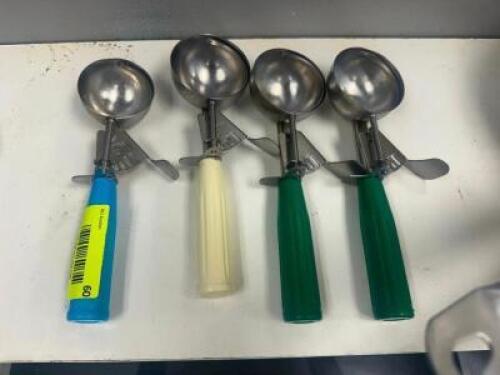 DESCRIPTION (4) STAINLESS SCOOPS. THIS LOT IS: SOLD BY THE PIECE LOCATION KITCHEN QTY 4
