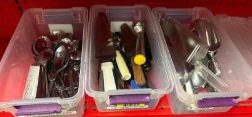 DESCRIPTION (3) CONTAINERS OF ASSORTED UTENSILS THIS LOT IS: ONE MONEY LOCATION KITCHEN QTY 1