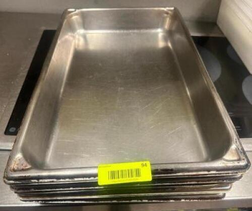DESCRIPTION (6) FULL SIZE STAINLESS INSERTS ADDITIONAL INFORMATION 2" DEEP THIS LOT IS: SOLD BY THE PIECE LOCATION KITCHEN QTY 6